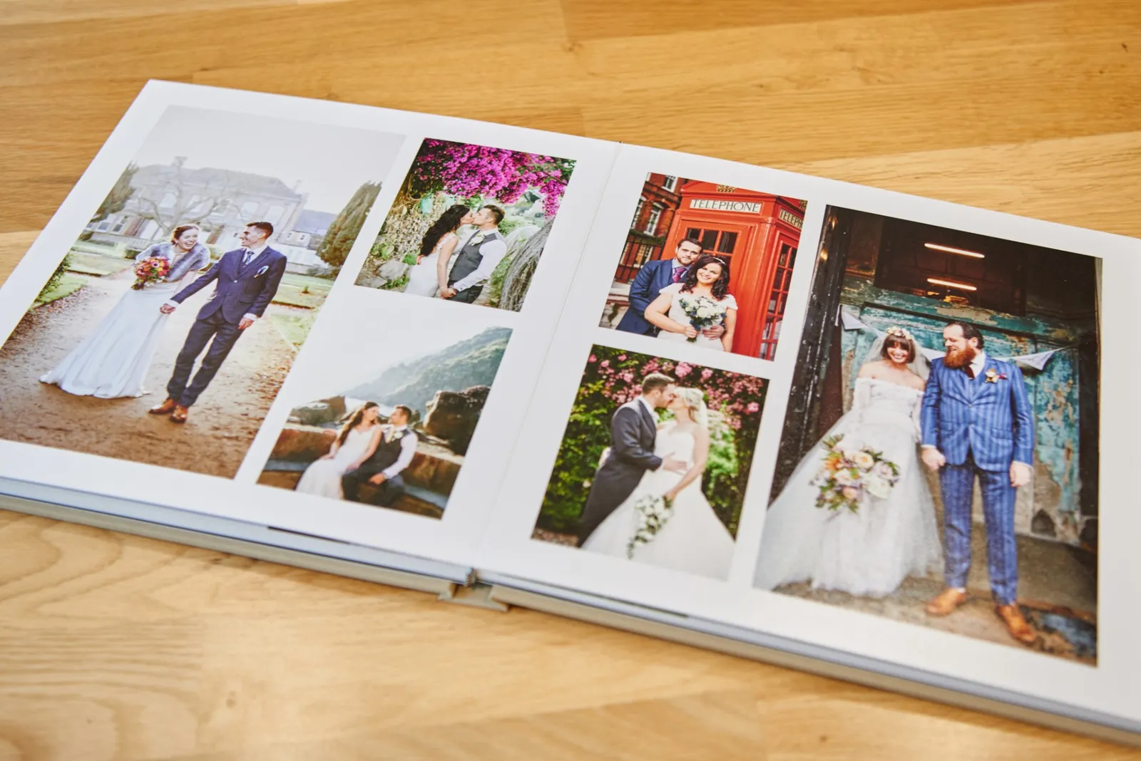 printed wedding album displaying wedding photographs