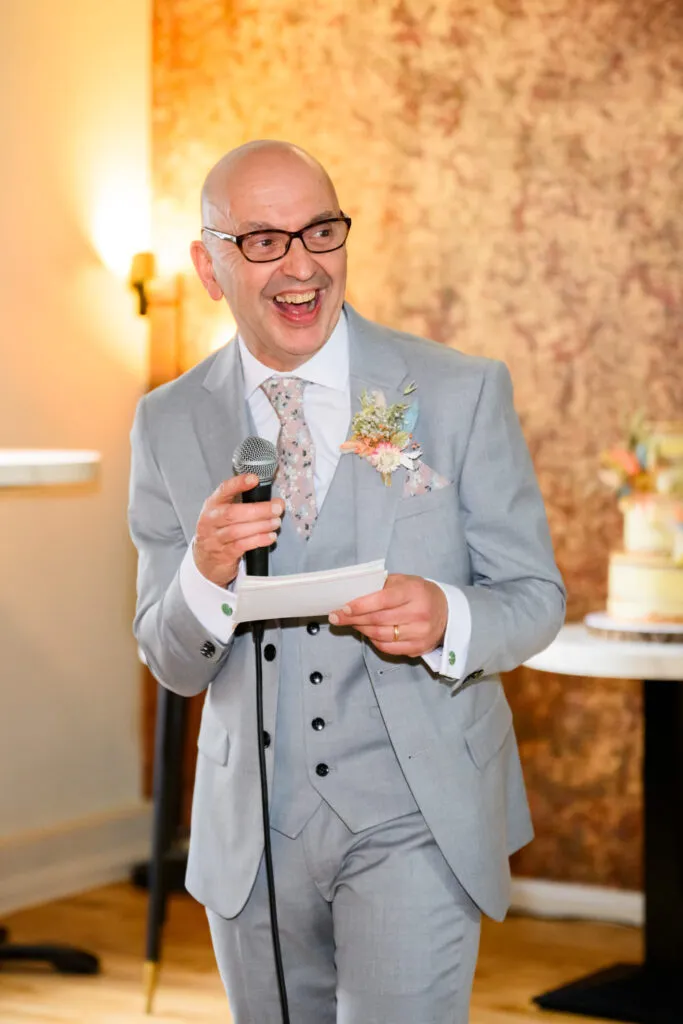 father of the bride giving speech woodborough hall wedding reception