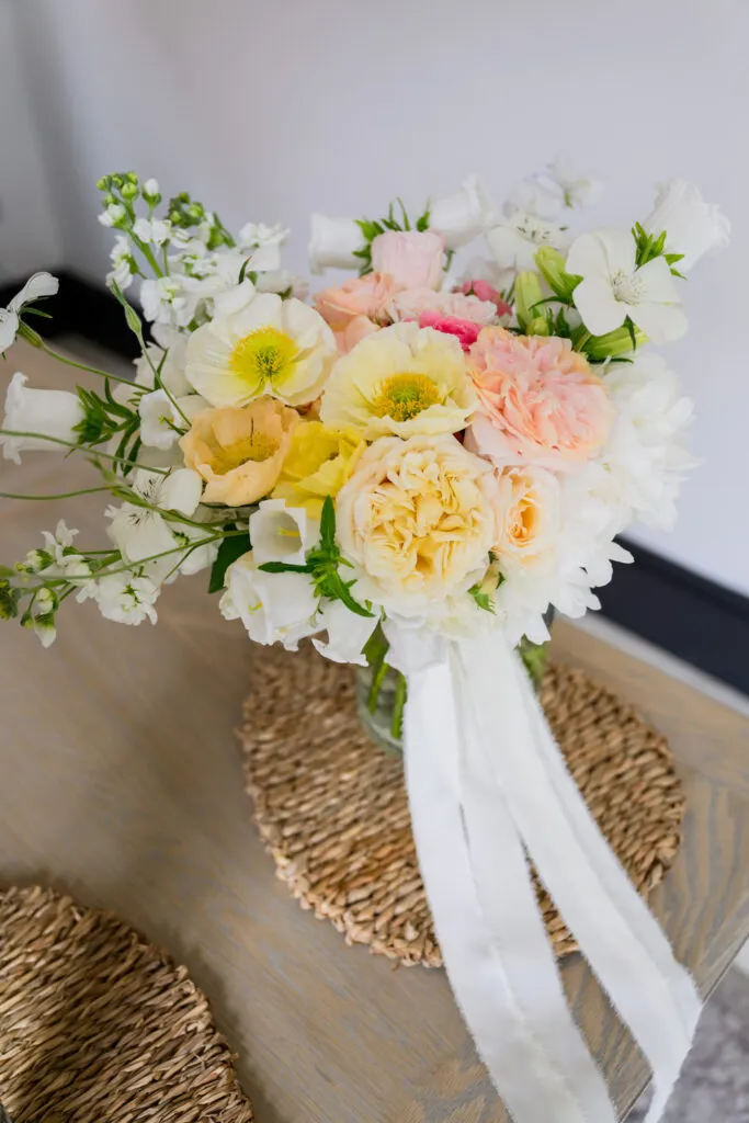 Bridal bouquet with soft pastel flowers for a West Bridgford wedding