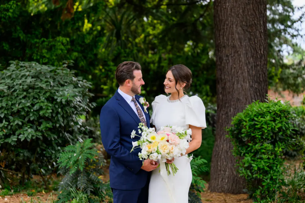 Bride and groom portrait in West Bridgford Park after their West Bridgford Registry Office wedding