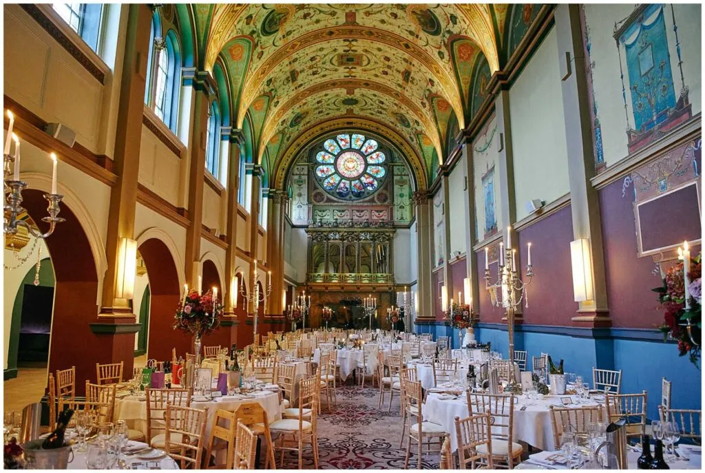 interior shot of wedding reception held in the chapel room at Beaumont Estate