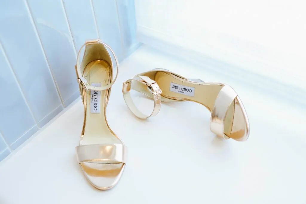 Jimmy Choo shoes in bridal suite