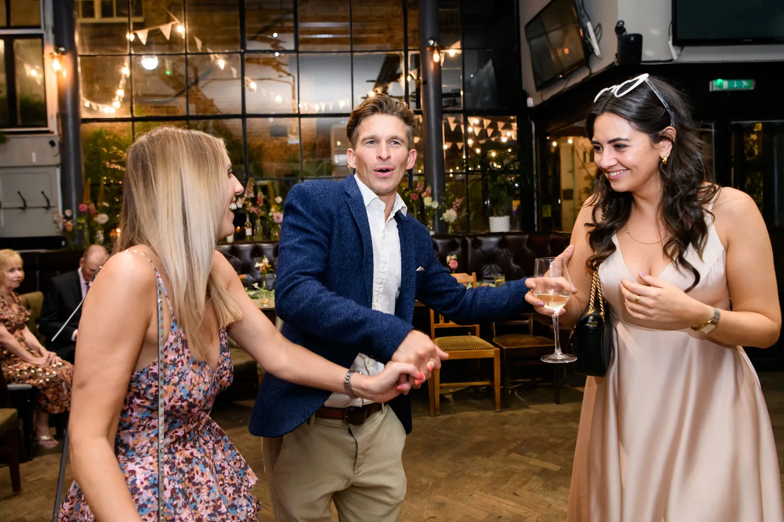 wedding guests having fun on the dance floor at The Depot N7 in London