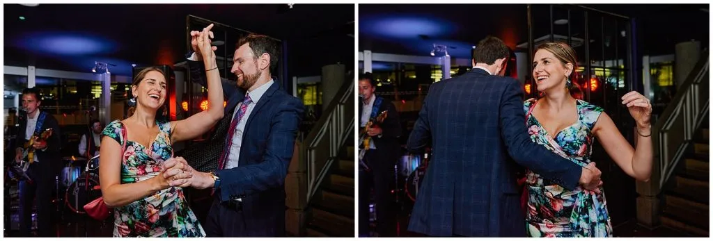 Wedding couple dancing together at The Oyster Shed reception venue 